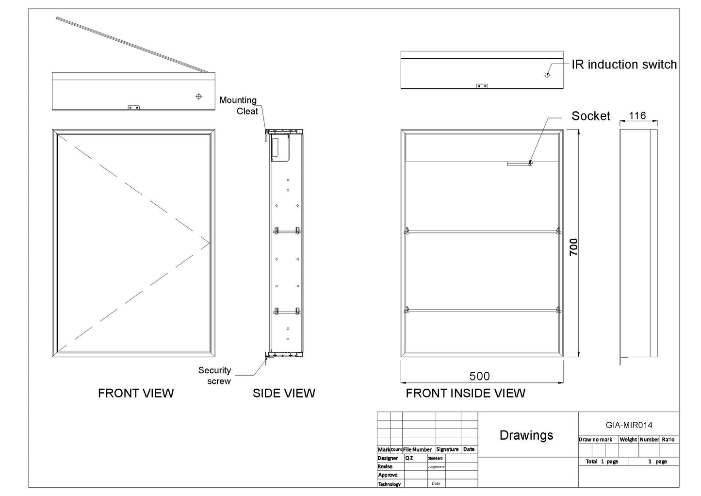 Kia Cabinet Mirror