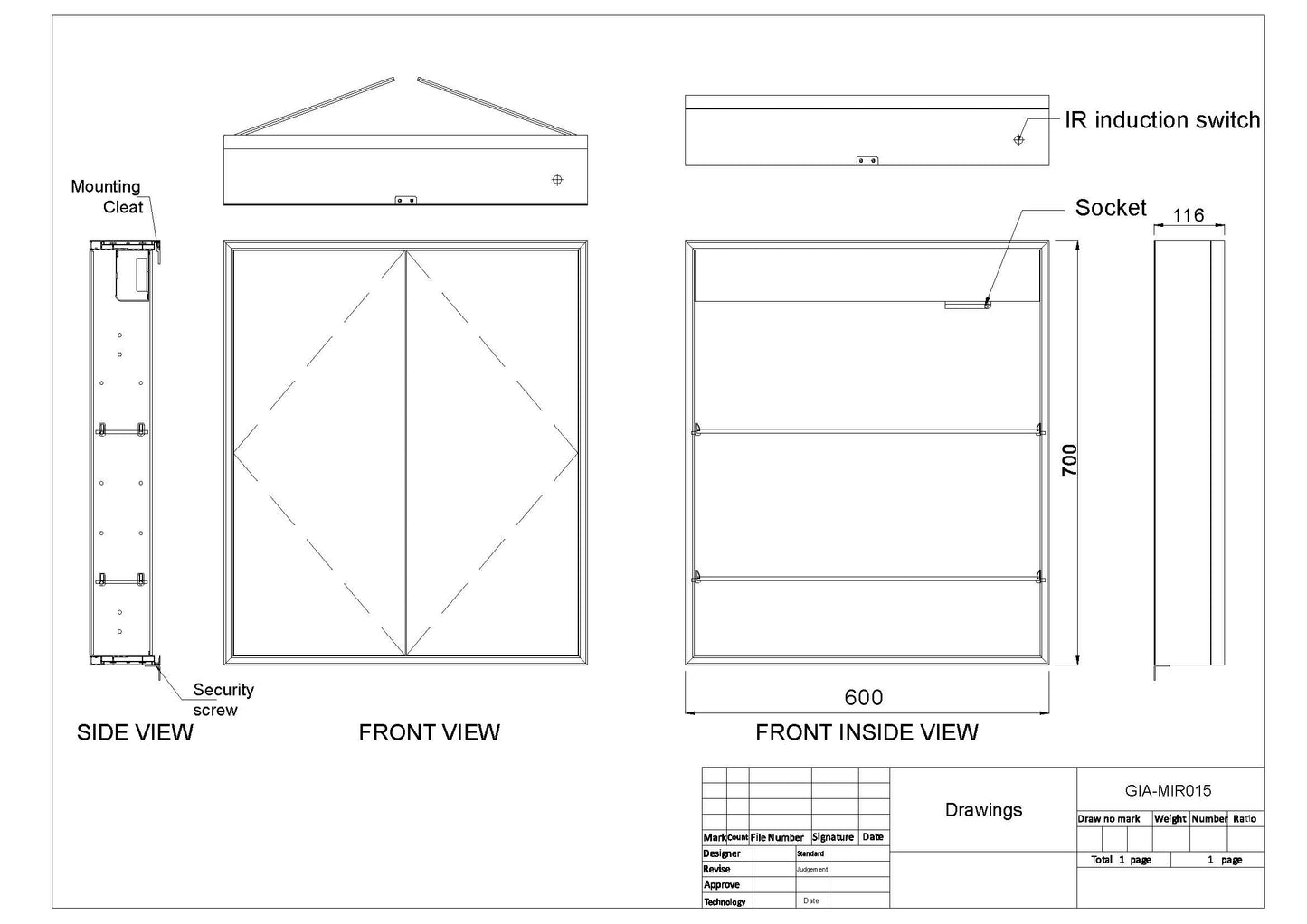 Kia Cabinet Mirror