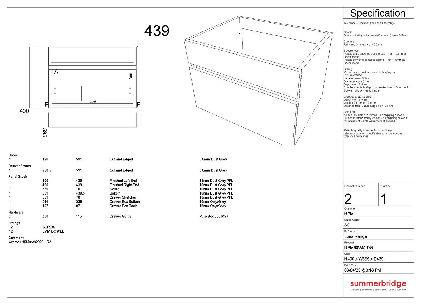 Luna Wall Hung Basin Unit