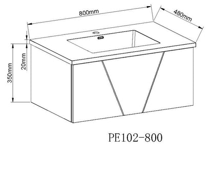 Azzurra Wall Hung Resin Basin Unit