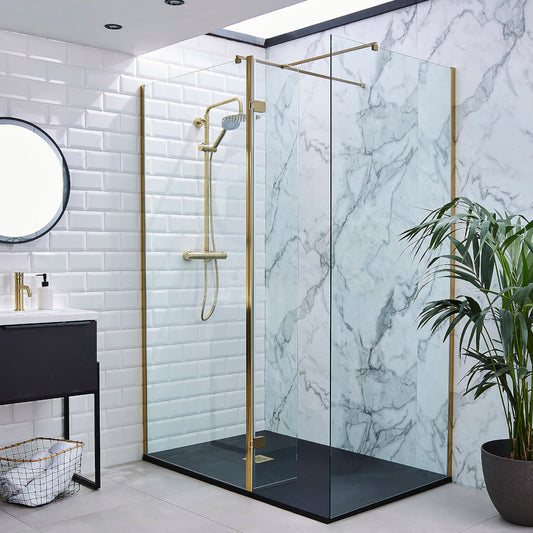 KV8 Wetroom Screen Brass / Black