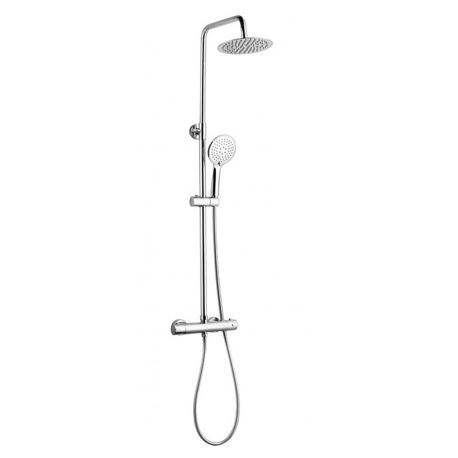 Plan Thermostatic Bar Shower with Ultra Slim Stainless Shower Drencher and Sliding Handset