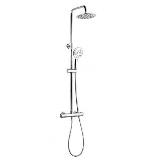 Plan Thermostatic Bar Shower with Ultra Slim Stainless Shower Drencher and Sliding Handset