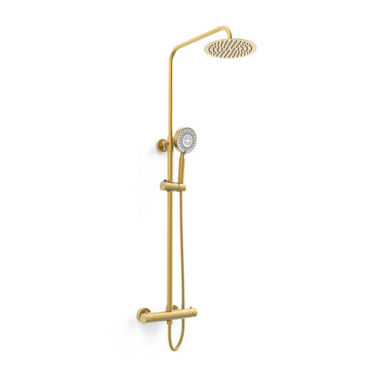 Ottone Therm. Exposed Bar Shower with overhead drencher and sliding handset